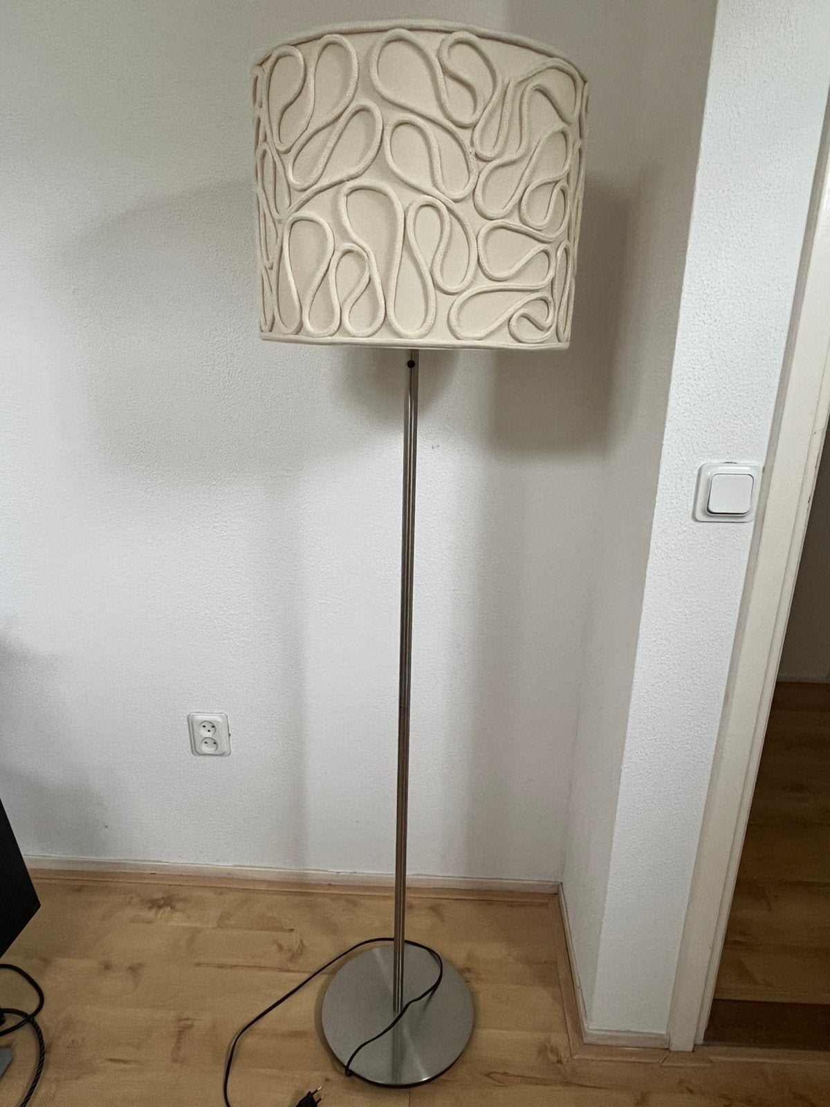 Ikea skaftet staande lampvoet met lampen kap touw decoratie, Ophalen, Zo goed als nieuw, 150 tot 200 cm