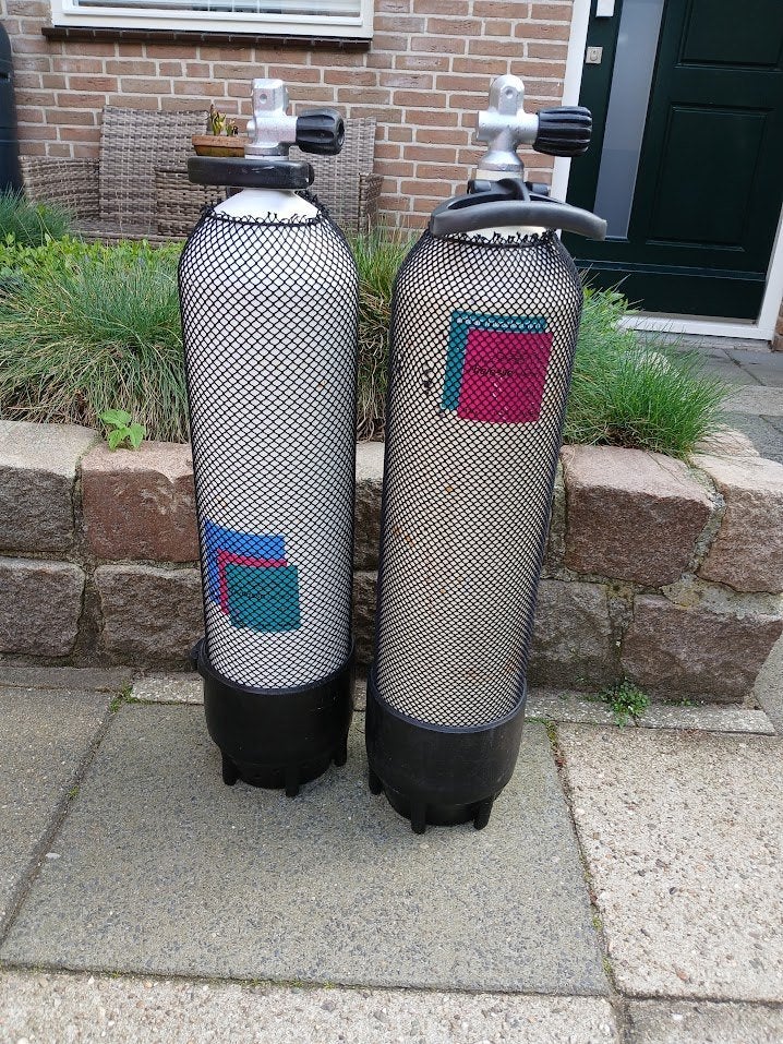 2x 12liter stalen duikfles, Ophalen, Gebruikt, Duikfles