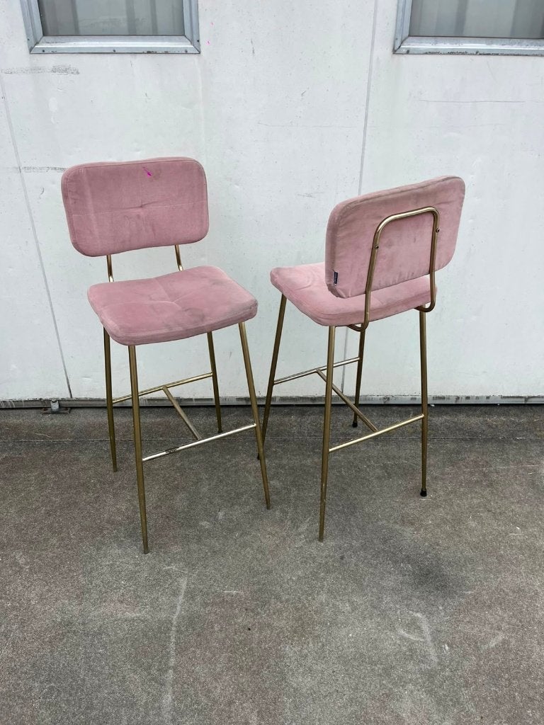 2 stuk horeca restaurant barkrukken mancave velvet satelliet, Ophalen, Gebruikt, Met voetsteun, 60 tot 90 cm