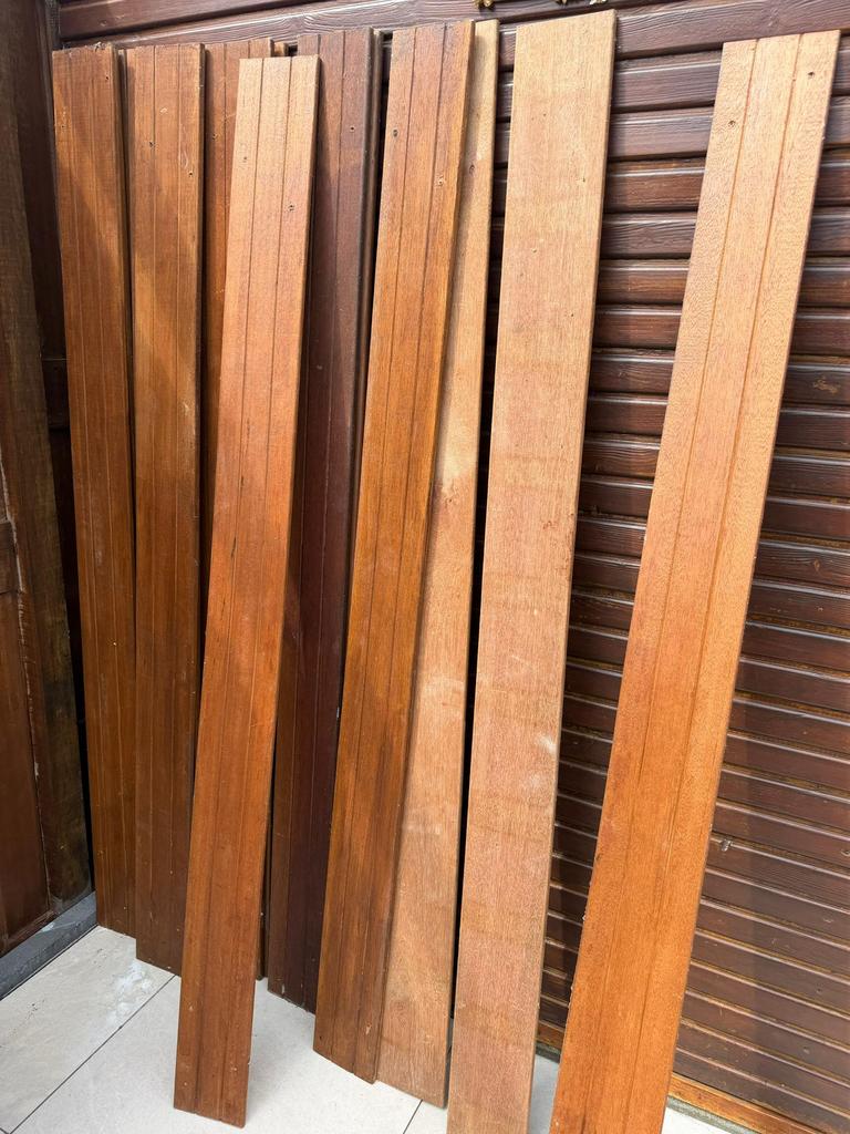hardhout planken geverfd, Doe-het-zelf en Verbouw, Hout en Planken, Minder dan 25 mm, Ophalen of Verzenden, Zo goed als nieuw