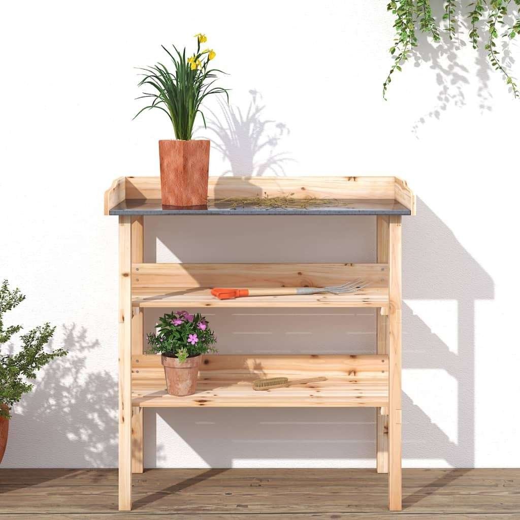 Oppottafel plantentafel hout + zink GRATIS VERZONDEN!, Verzenden, Nieuw, Balkon, Nvt