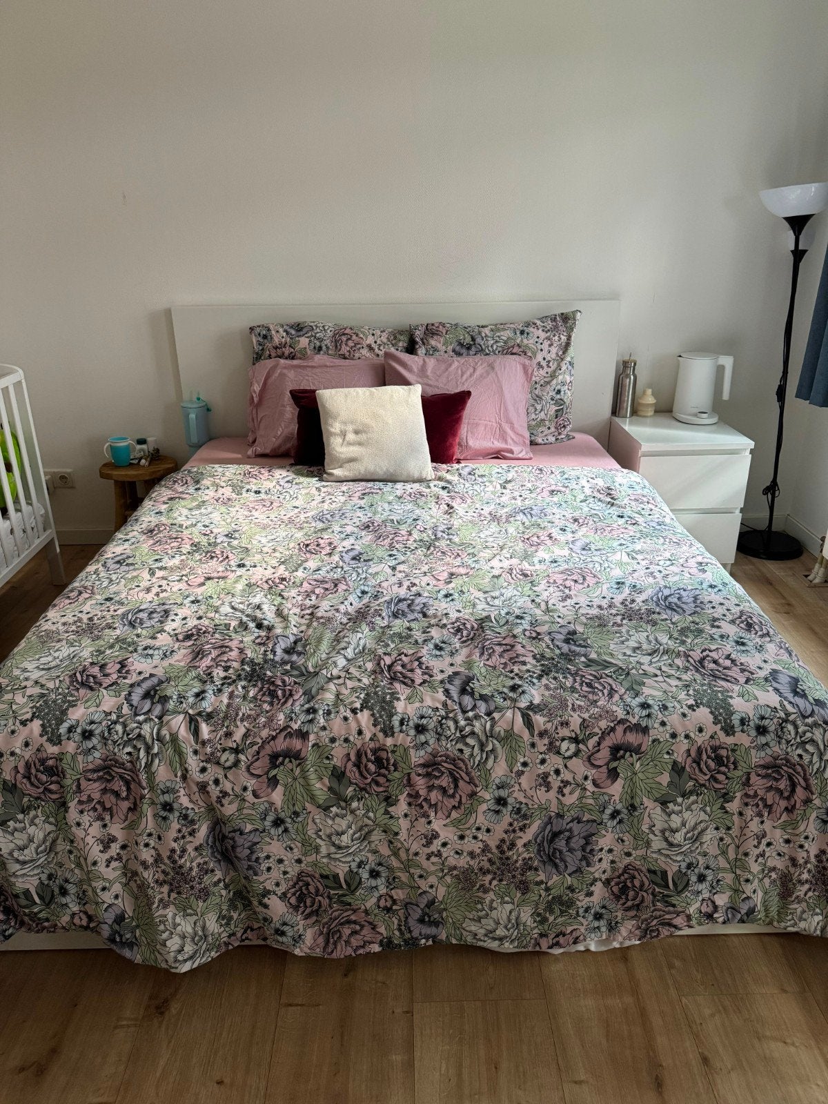 IKEA Malm bed 160x200cm wit met Leirsund lattenbodem, Ophalen, Wit, Tweepersoons, Zo goed als nieuw