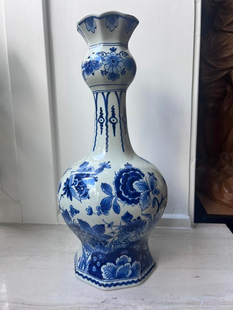 Delftsblauwe Knobbelvaas 34 cm de porceleyne fles evt 2 stuk, Antiek en Kunst, Ophalen of Verzenden