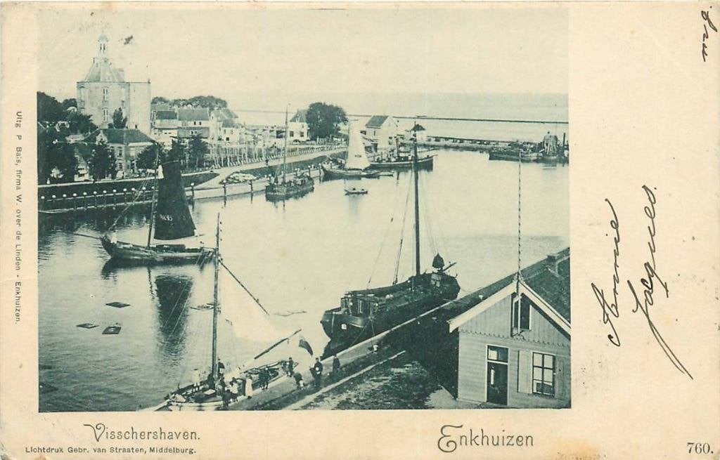 388-084-039 Enkhuizen Visschershaven, Verzamelen, Ophalen of Verzenden, Voor 1920, Noord-Holland