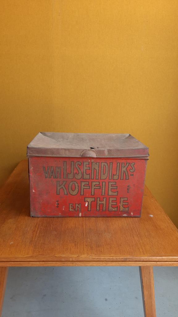 Van Ijsendijk vintage koffie blik, grutters kruideniers blik, Gebruikt, Vintage, Ophalen of Verzenden, Metaal