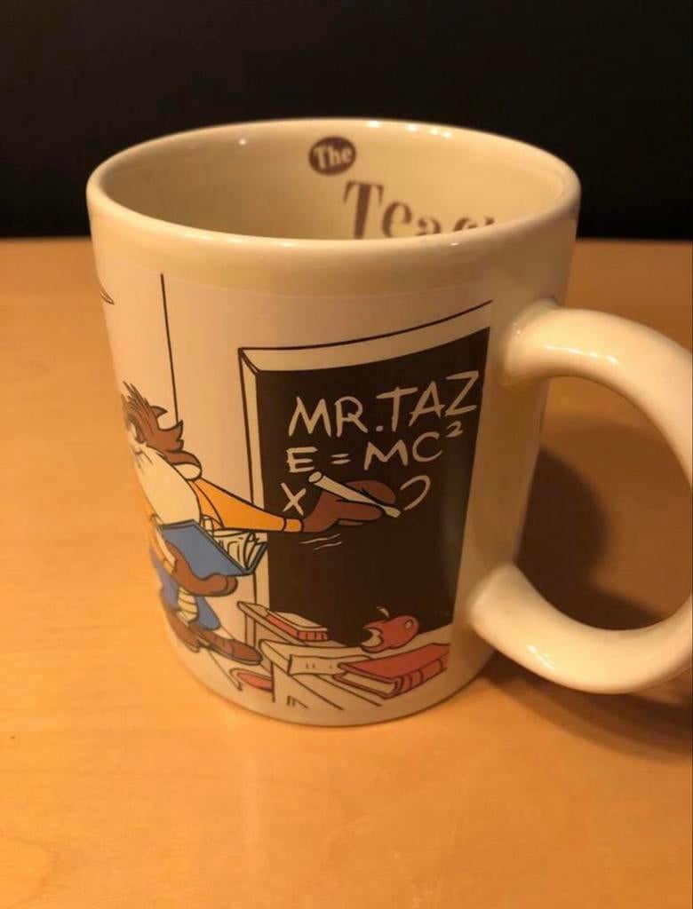 Vintage Looney Tunes Mr. Taz The Teacher Mok, Ophalen of Verzenden, Zo goed als nieuw, Steen/keramiek, Wit