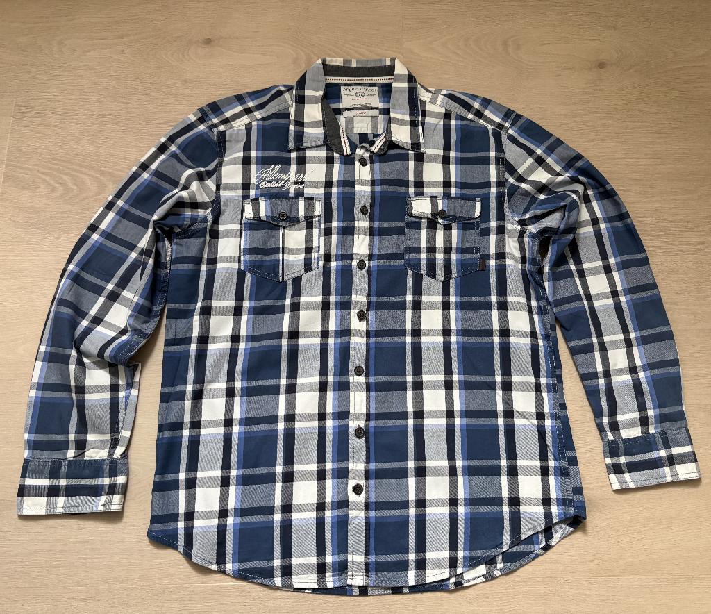 Angelo Litrico Geruit Overhemd, Blauw/Wit, Maat XL, Slim Fit, Blauw, Angelo Litrico, Ophalen of Verzenden, Gedragen