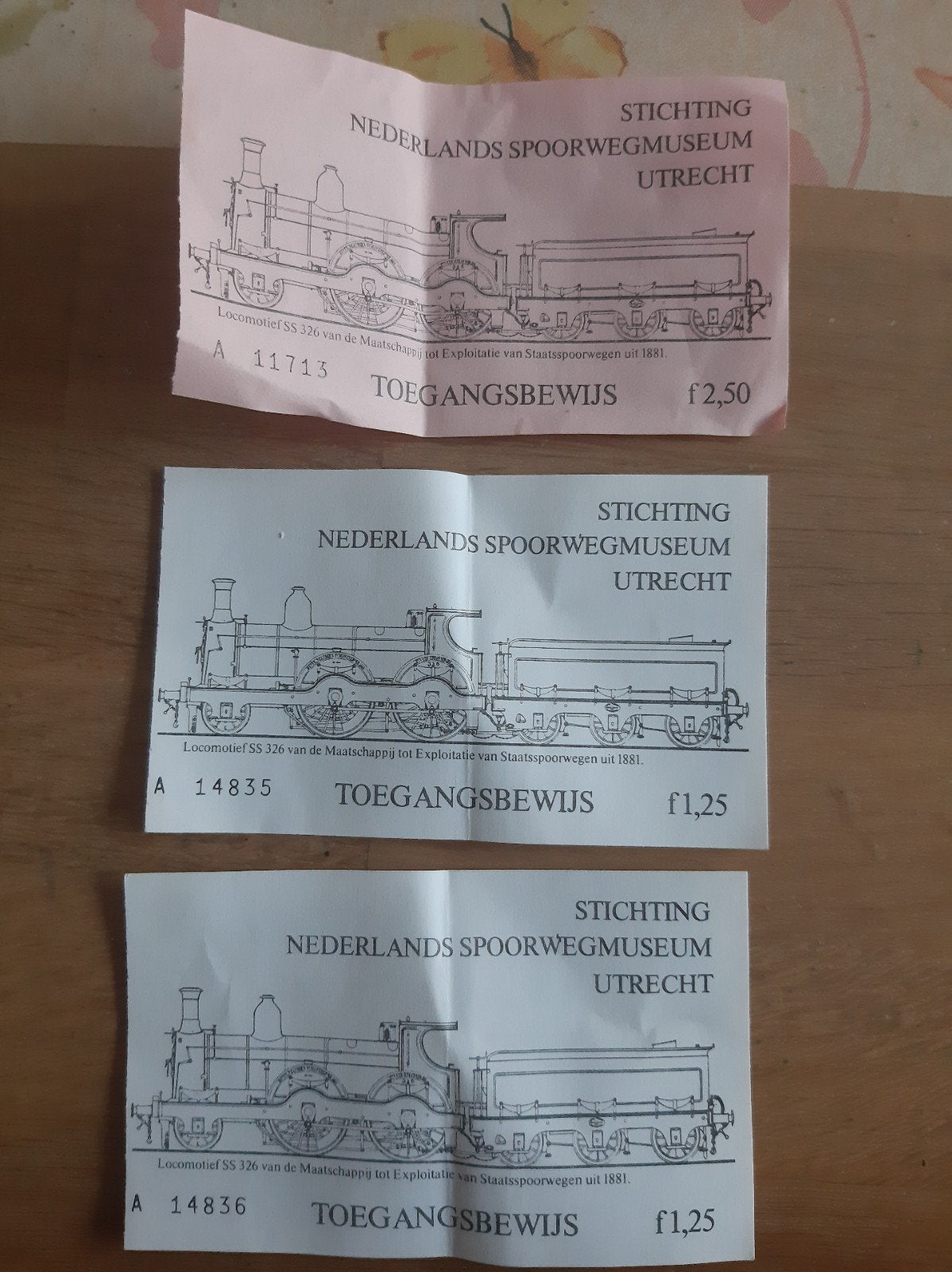 Spoorwegmuseum Toegangsbewijzen - Locomotief SS 326, Ophalen of Verzenden, Gebruikt, Trein, Kaart of Prent