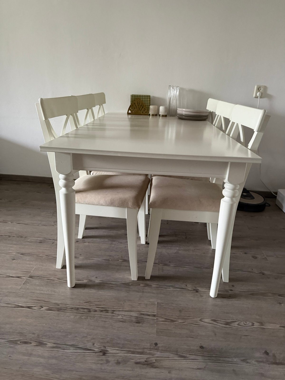 IKEA Uitschuifbare Eettafel met 6 Stoelen, Ophalen, Zo goed als nieuw, Rechthoekig, 50 tot 100 cm