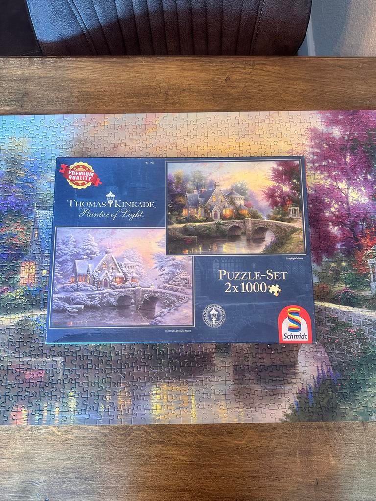 Thomas Kinkade Puzzel-set 2x1000 stukjes, Ophalen, 500 t/m 1500 stukjes, Gebruikt, Legpuzzel
