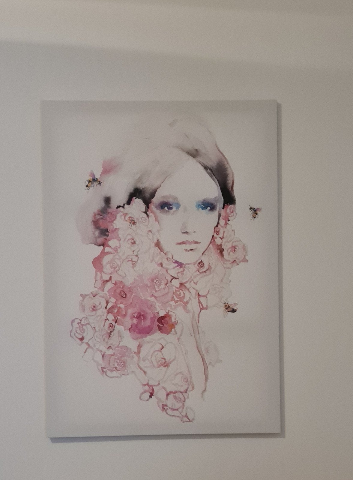 Canvas doek vrouw roze Pjätteryd van Ikea, Huis en Inrichting, Ophalen, Zo goed als nieuw, Schilderij, 75 – 100