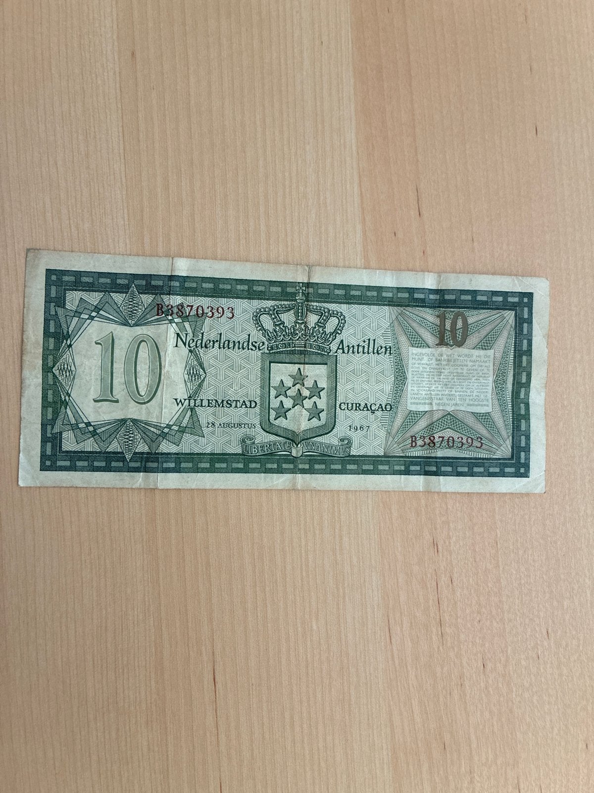 Nederlandse Antillen 10 gulden 1967, Ophalen of Verzenden, 10 gulden