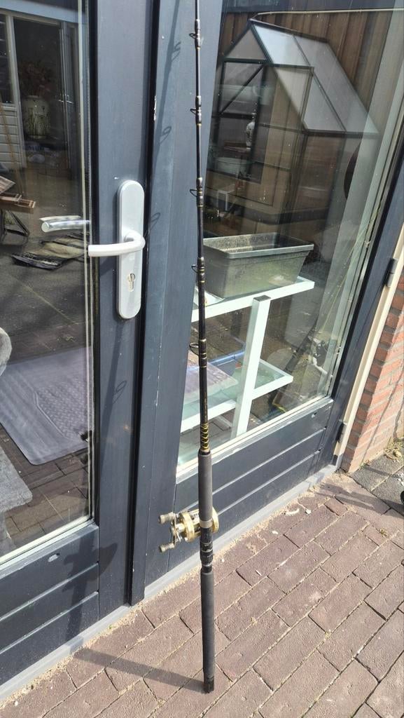 Penn TRQ stand up met shimano calcutta 400 reel, Ophalen, Gebruikt, Werphengel