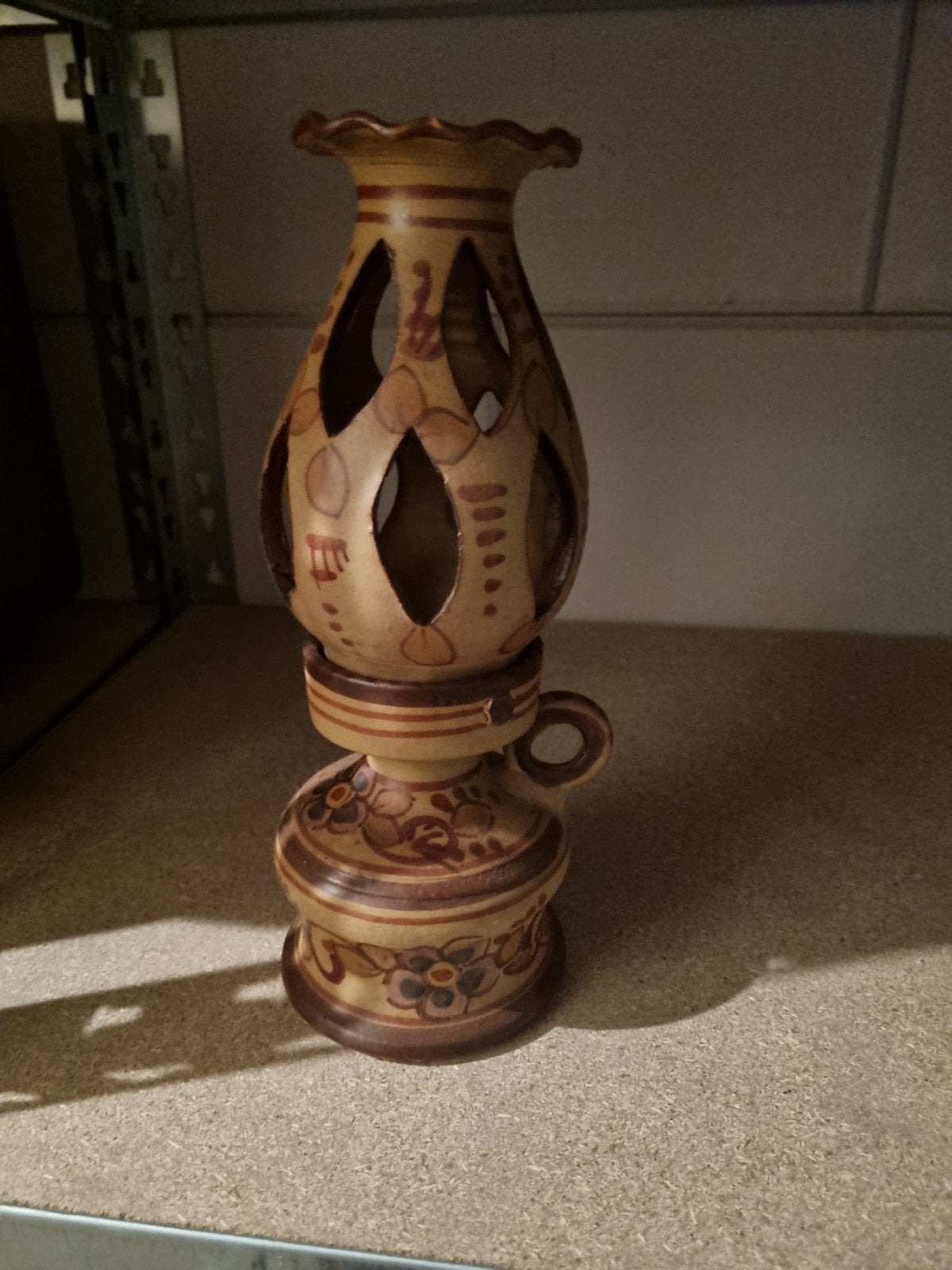 Vintage Portugese aardewerken olielamp - Algarve, Ophalen of Verzenden
