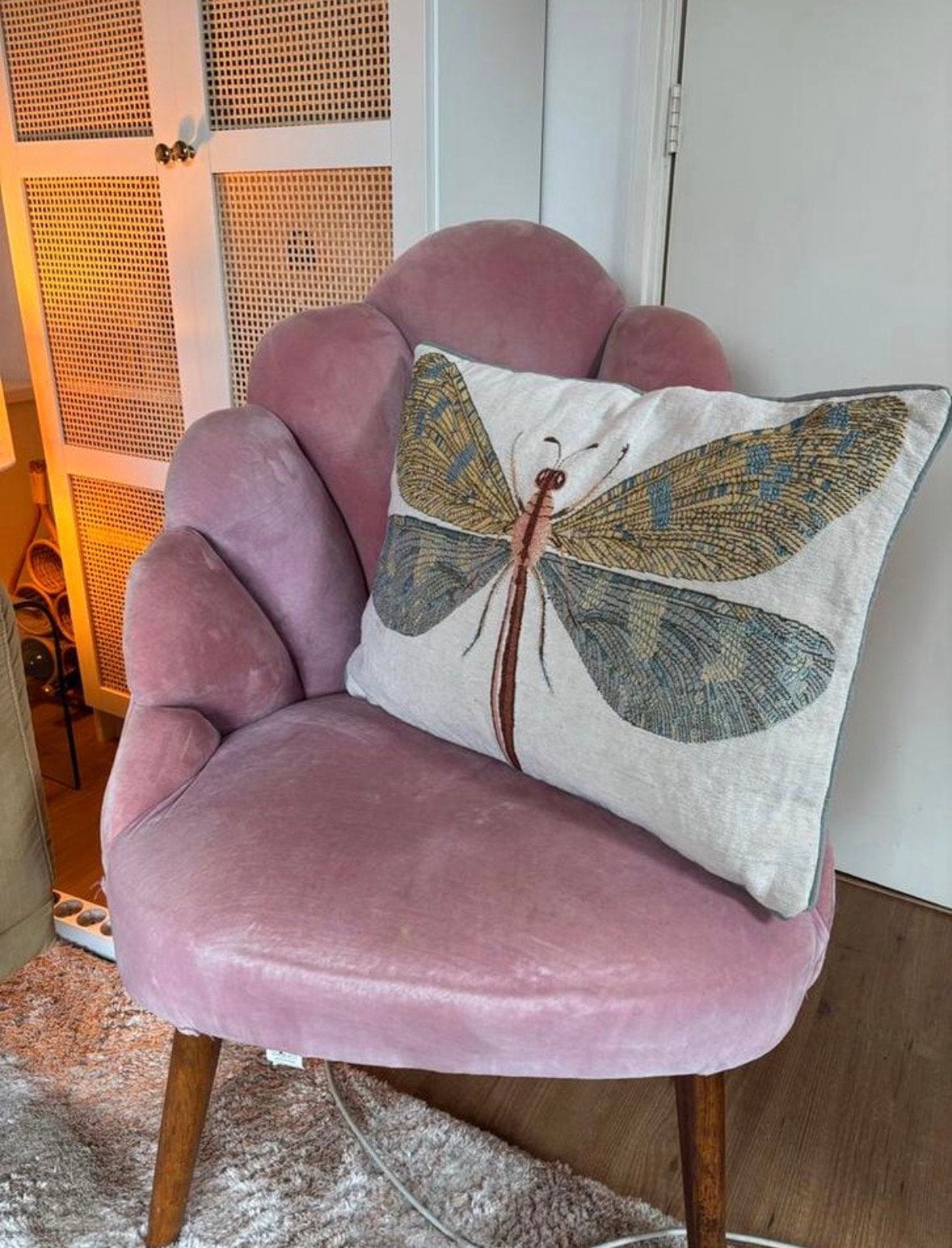 Roze velvet schelpstoel / fauteuil - Sissy Boy, Ophalen, Gebruikt, Overige kleuren, Retro