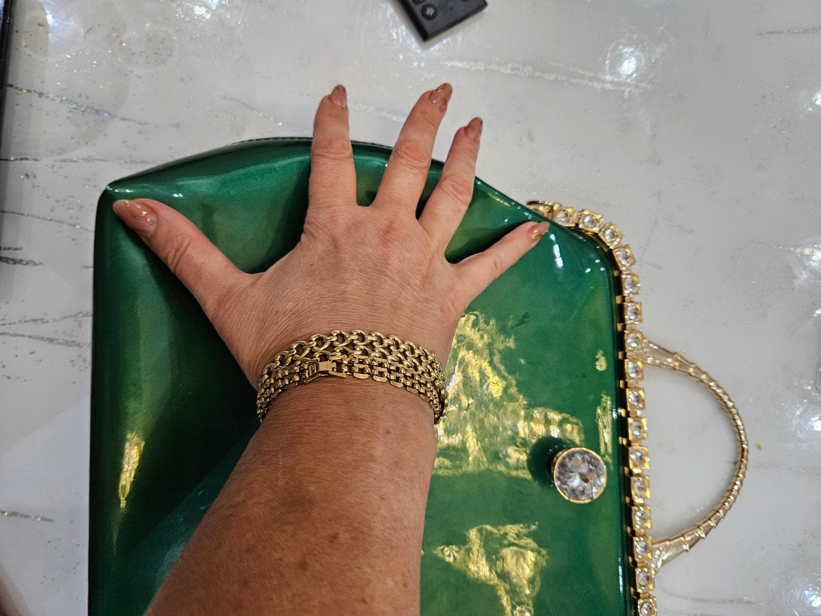 mooie Dames tas met steentje.groene kleur., Ophalen of Verzenden, Nieuw, Groen, Handtas