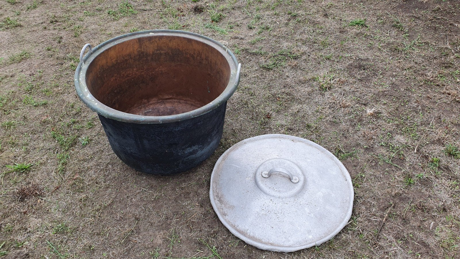 Grote koperen ketel met deksel - Buitendiameter 77,5cm, Ophalen, Koper