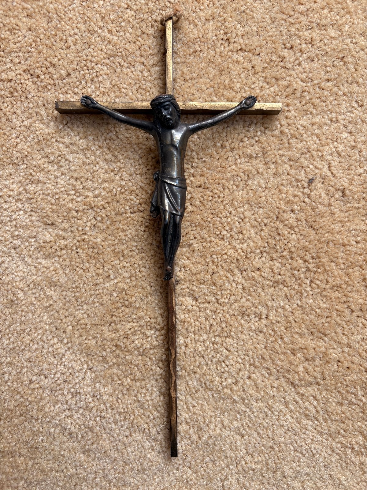 Antiek Bronzen crucifix Kruisbeeld - Christus aan het Kruis, Ophalen of Verzenden