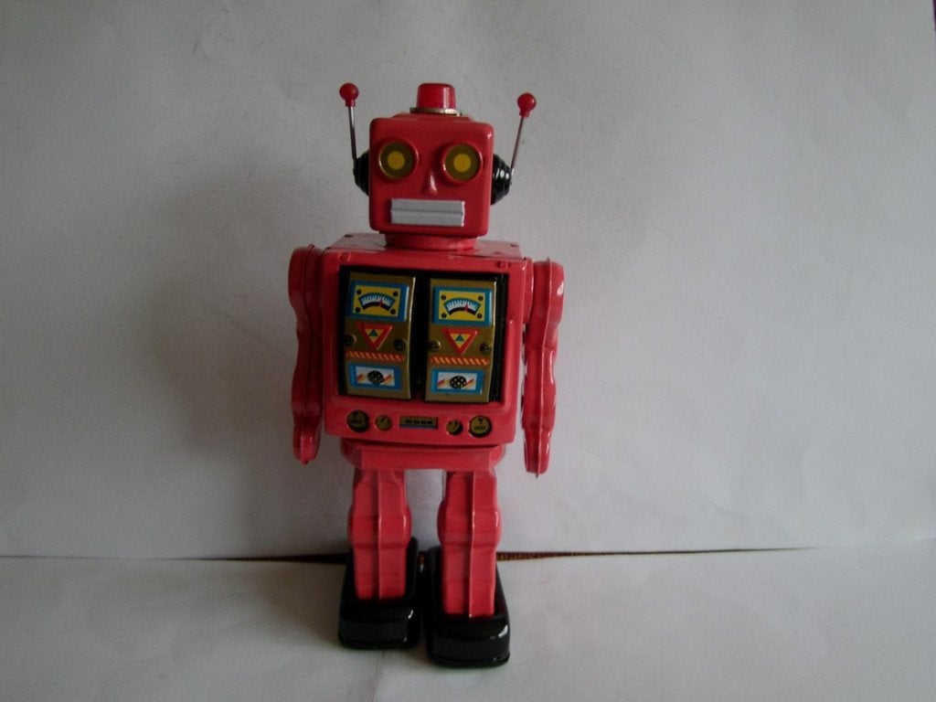 Oude blikken Electron Robot, rood. China, jaren''2000''s., Ophalen of Verzenden, Zo goed als nieuw