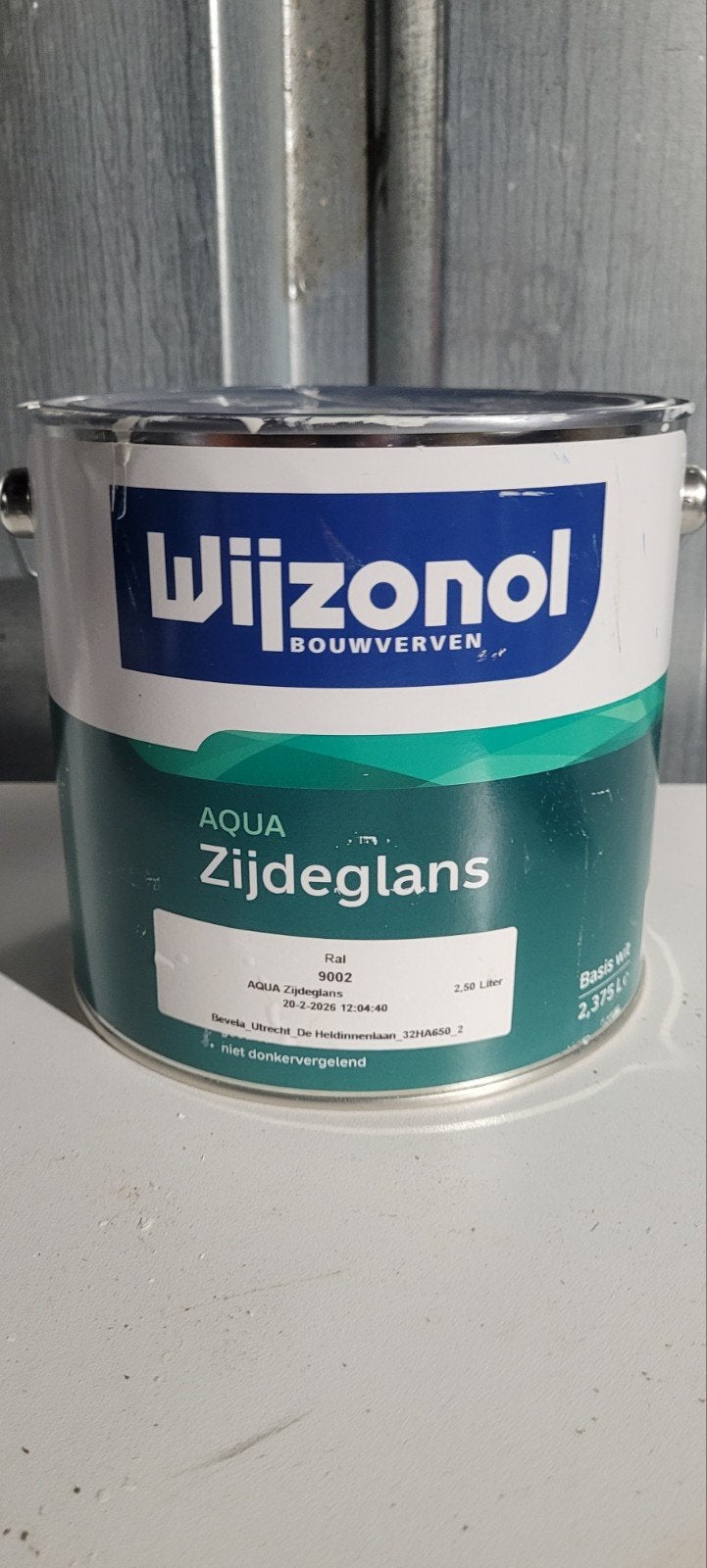 Wijzonol aqua 2.5 ltr zijdeglans Ral 9002, Minder dan 5 liter, Ophalen of Verzenden, Nieuw, Verf