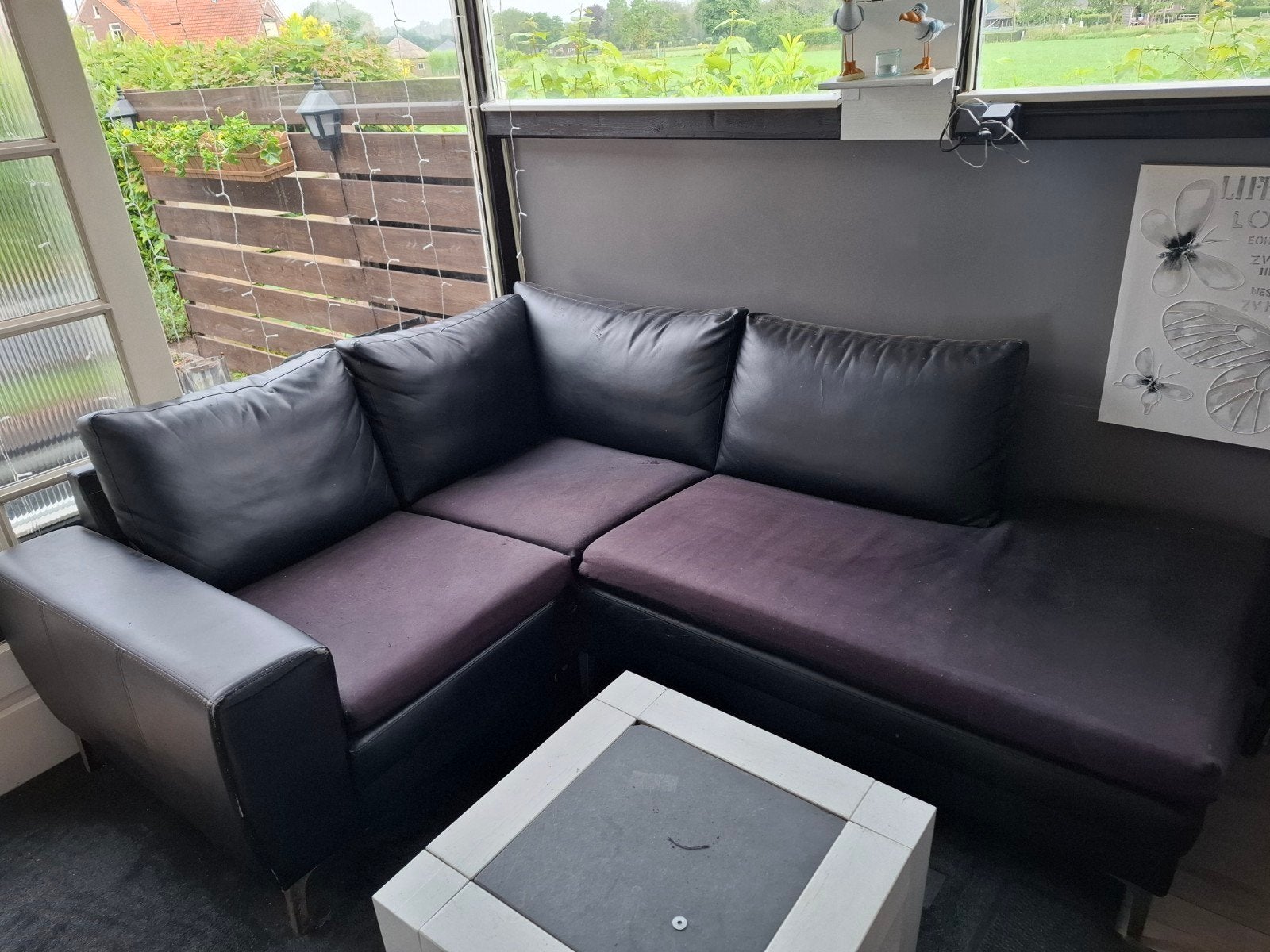 Zwarte Loungebank, Ophalen of Verzenden, Gebruikt, 150 cm of meer, Vierpersoons of meer