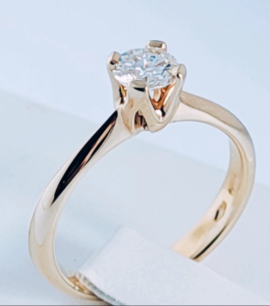 Solitaire ring met diamant 0,51kt E/VS1, Certificaat ALGT, Nieuw, Ophalen of Verzenden, Kleiner dan 17, Met edelsteen