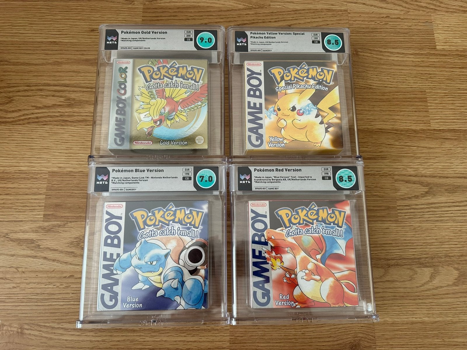 Pokémon Game Boy WATA Graded CIB  Red, Blue, Yellow & Gold, Ophalen, 1 speler, Zo goed als nieuw, Role Playing Game (Rpg)
