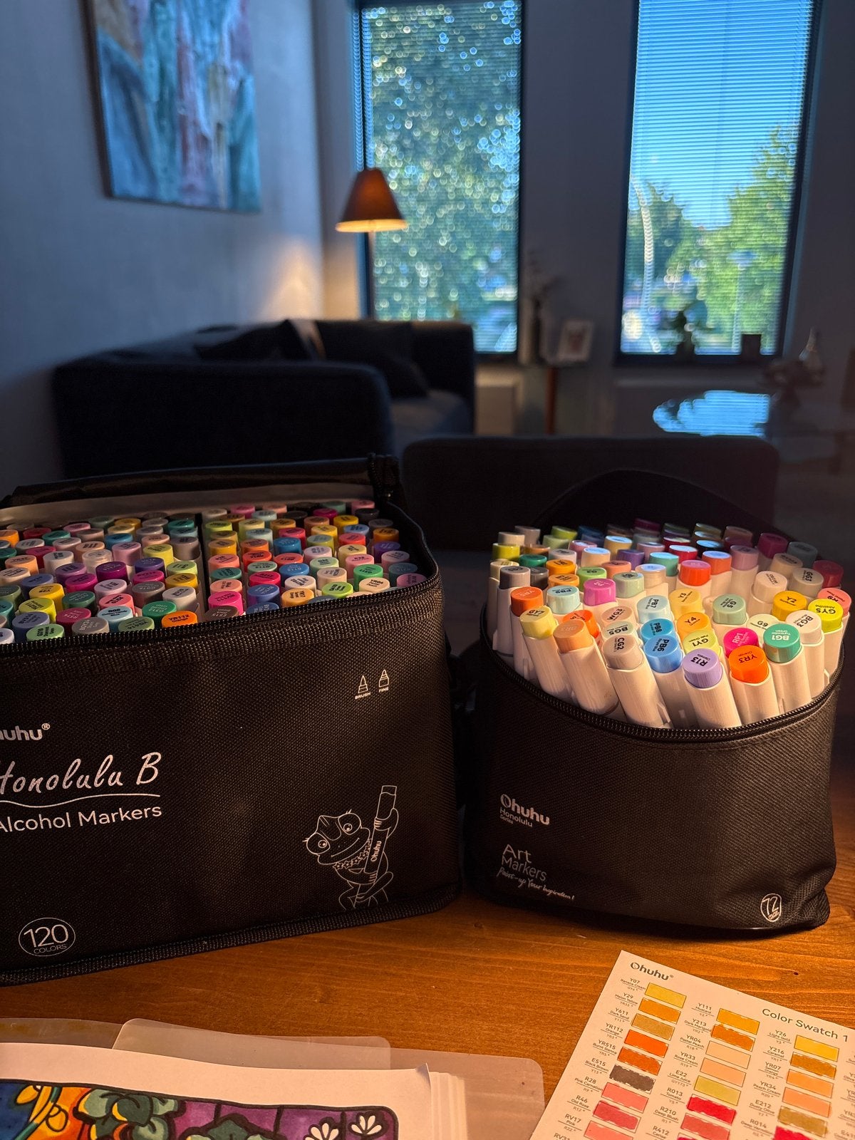 Ohuhu Honolulu 192 Alcohol Markers Brush & Fine, Ophalen of Verzenden, Zo goed als nieuw, Potlood of Stift