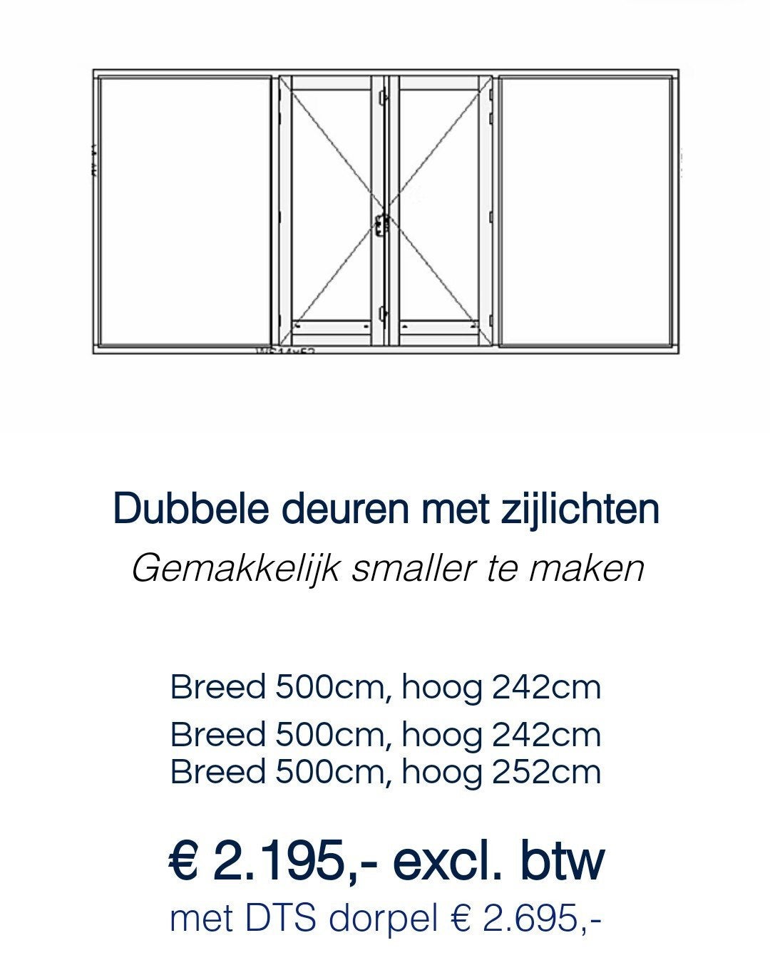 Kozijn met dubbele tuindeuren en zijlichten, Ophalen, Nieuw, Buitendeur, Hout