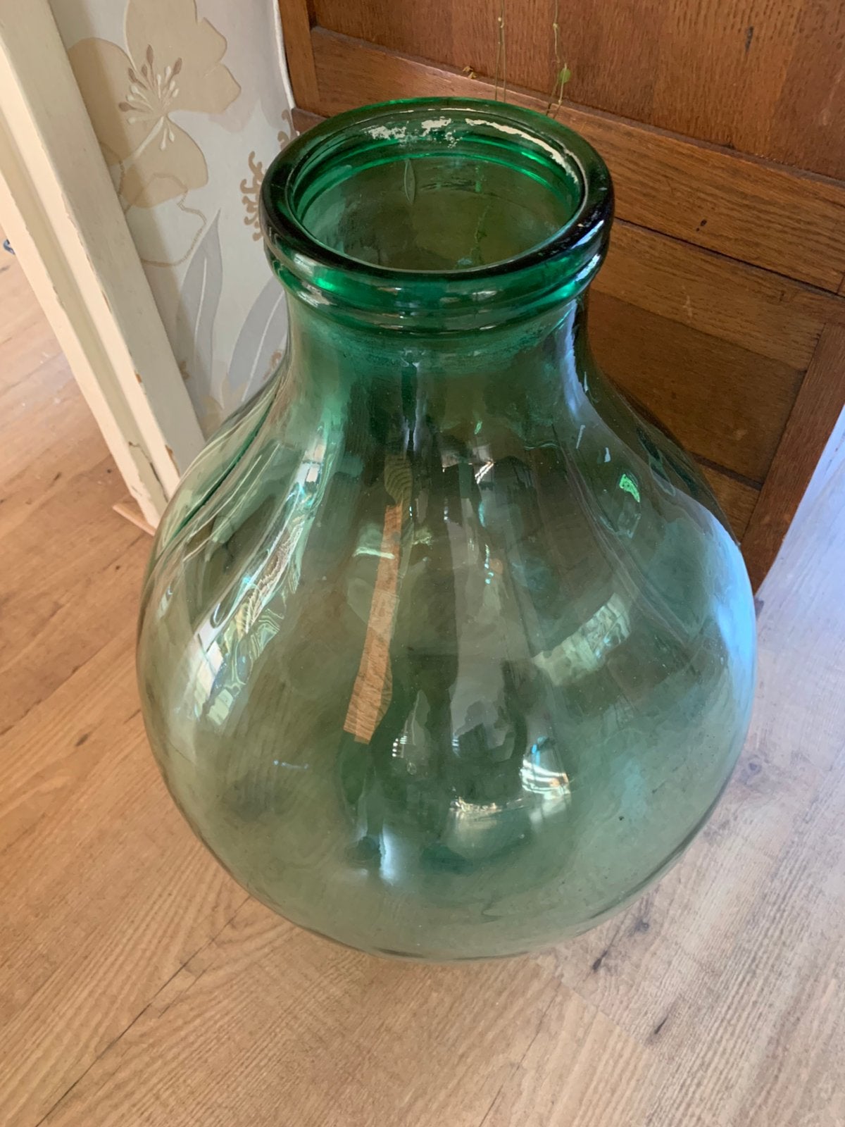 Prachtige grote groene glazen Dame Jeanne mand/gistfles, Ophalen