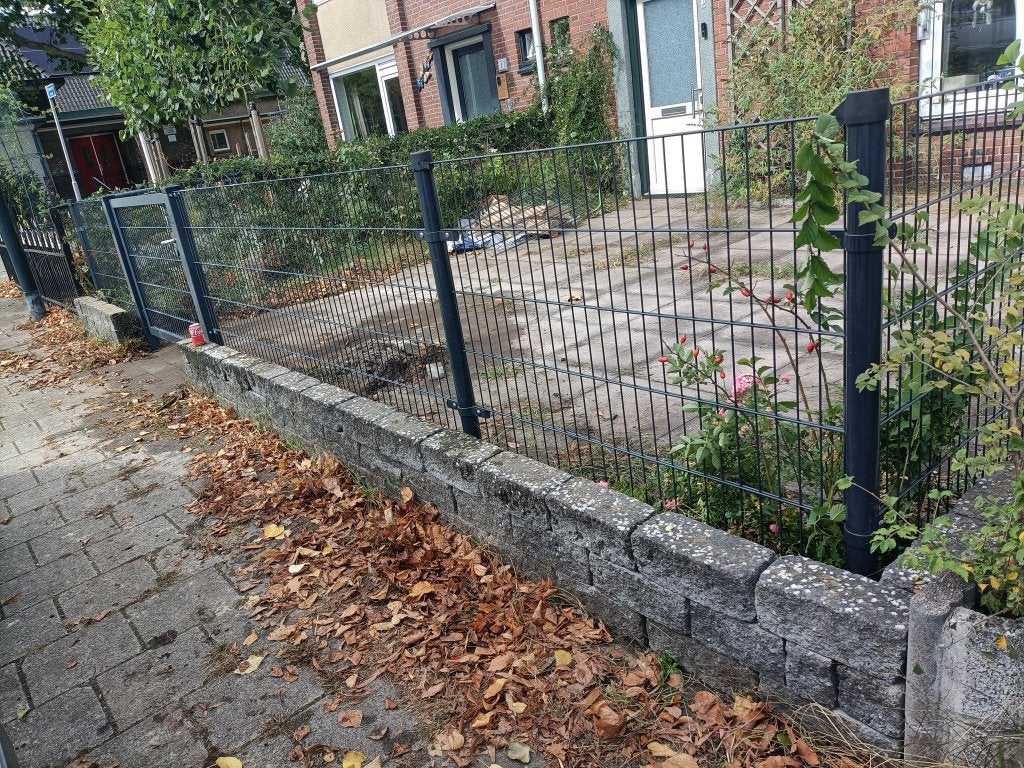 15m 120cm zware kwaliteit dubbelstaafmat Grijs + Poort, Ophalen, Met poort, Nieuw, Dubbelstaafmat hekwerk