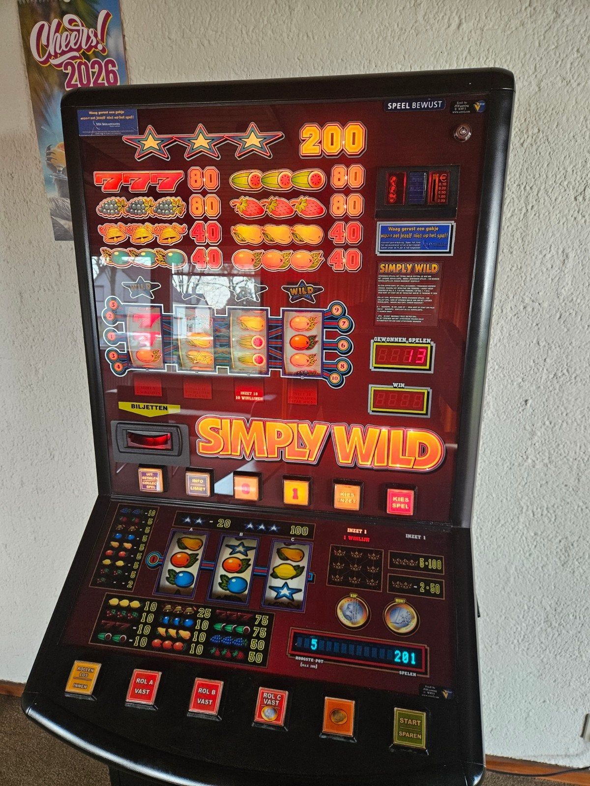 Simply Wild gokkast in super staat met handleiding, Euro, Ophalen of Verzenden, Gebruikt