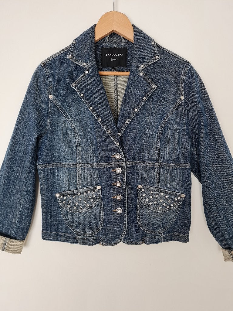 Bandolera denim jas / spijkerjas maat 40 blauw, Maat 38/40 (M), Blauw, Ophalen of Verzenden, Zo goed als nieuw