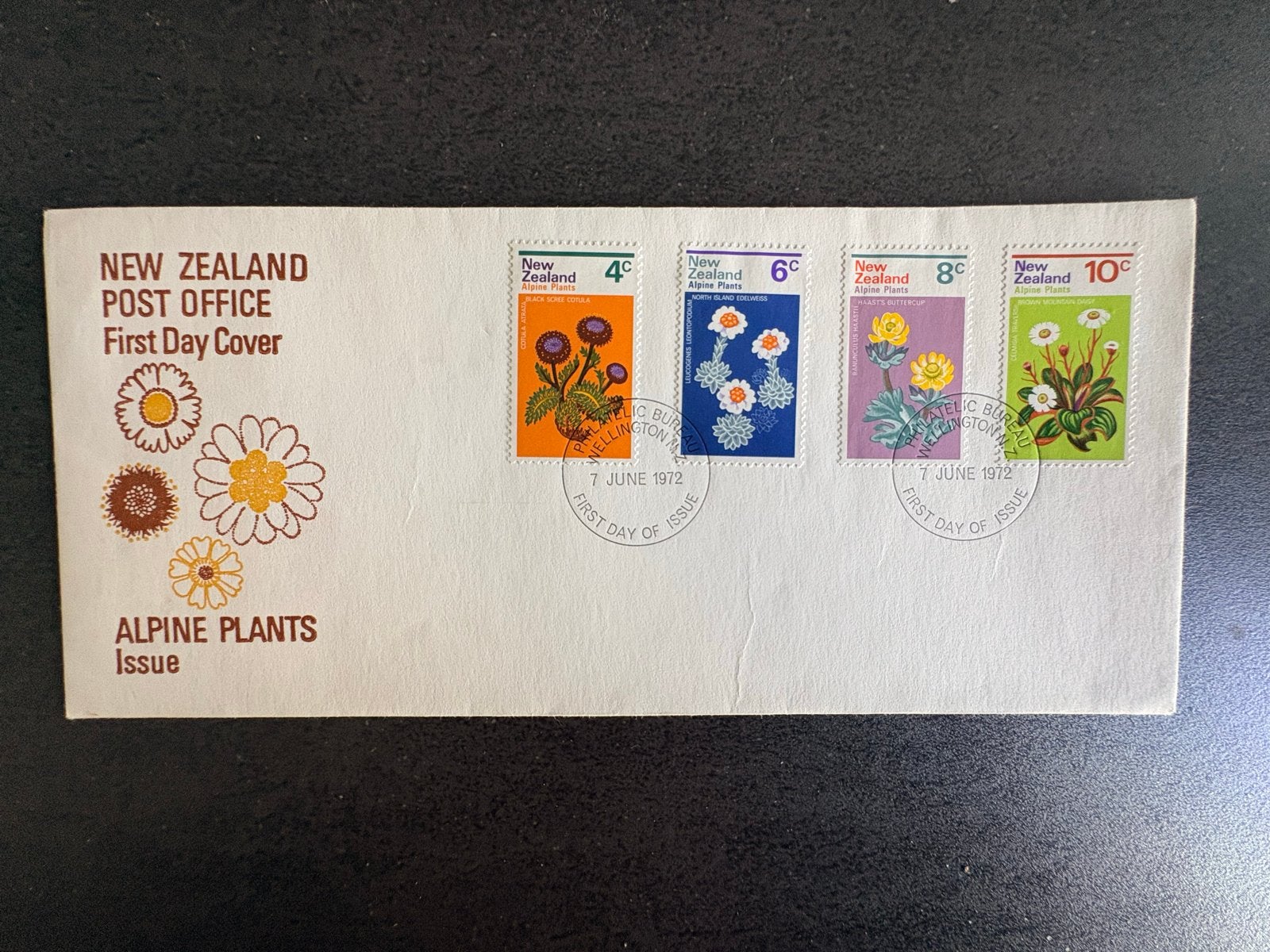 FDC Nieuw Zeeland Postkantoor Alpine Planten 1972 Mint, Ophalen of Verzenden, Onbeschreven, Rest van de wereld