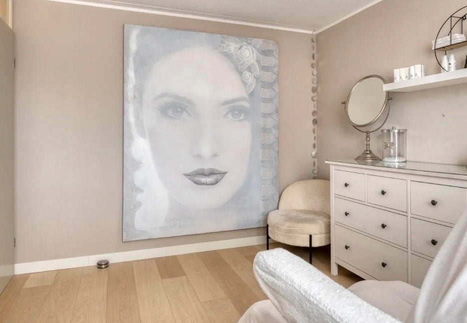 Giclée print van vrouwengezicht - 200x160 cm, Ophalen, Giclée, Op houten frame, Portret