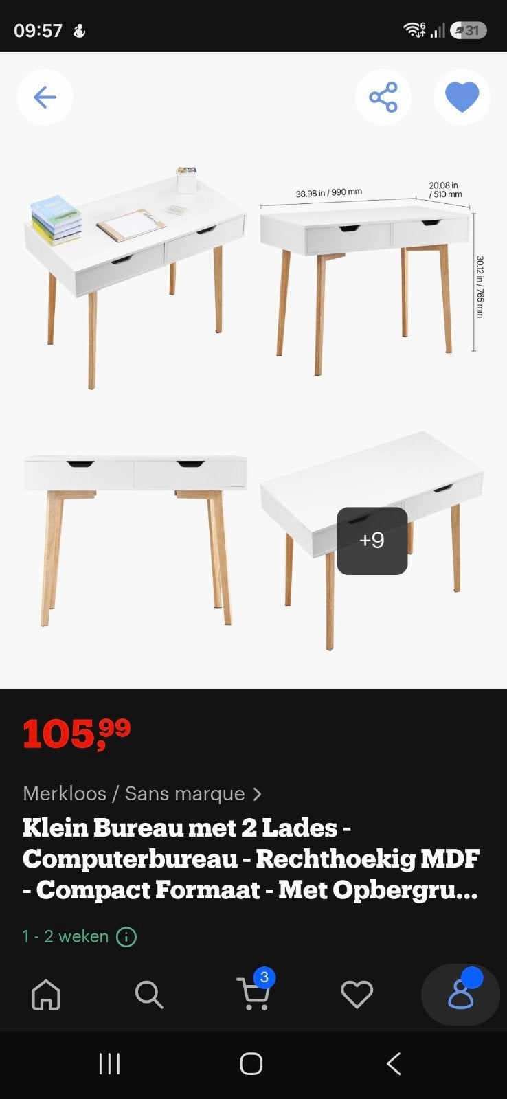 Nieuw bureau, Ophalen, Nieuw, Tafel(s)