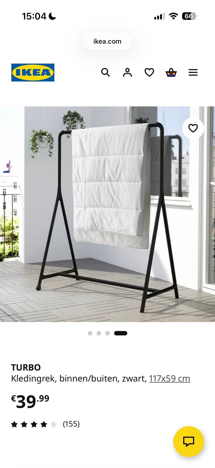 Kledingrek ikea TURBO, Ophalen, Zo goed als nieuw
