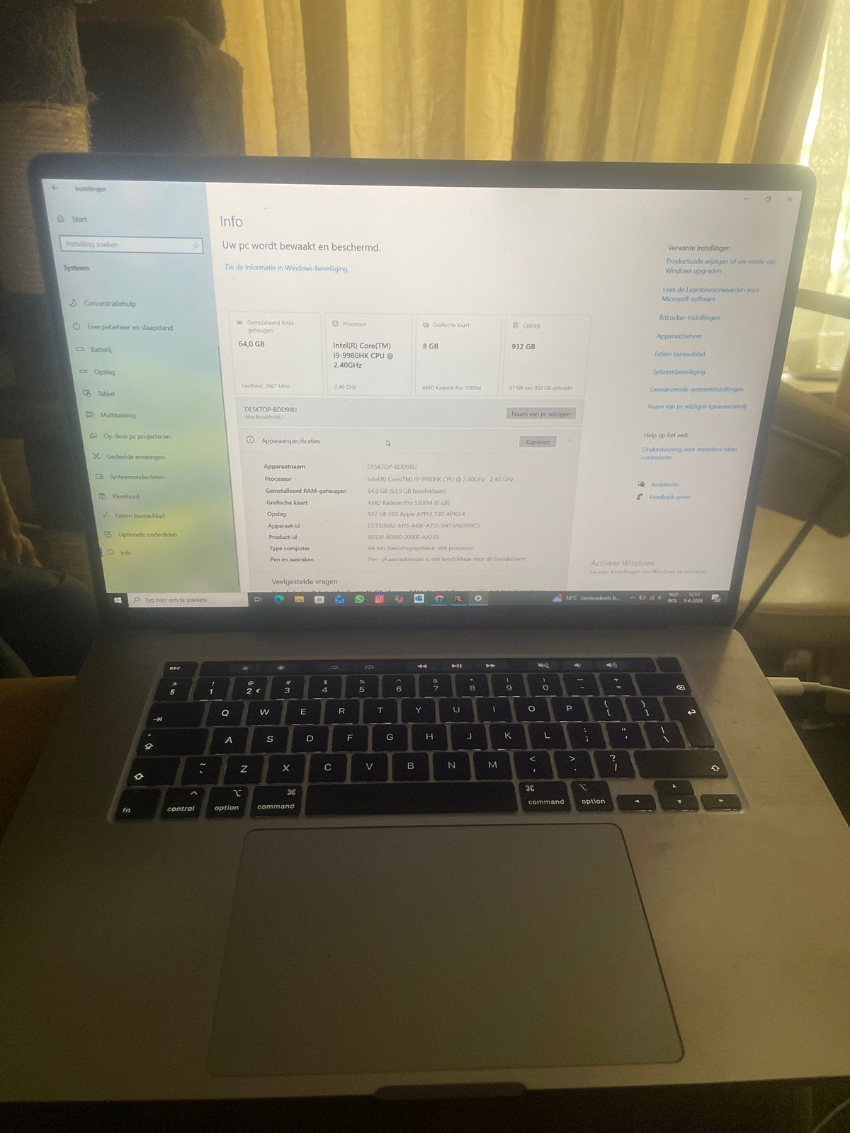 MacBook Pro 16 inch i9 64GB RAM 8GB Videokaart, Computers en Software, Apple Macbooks, MacBook Pro, 1 TB of meer, 64 GB of meer