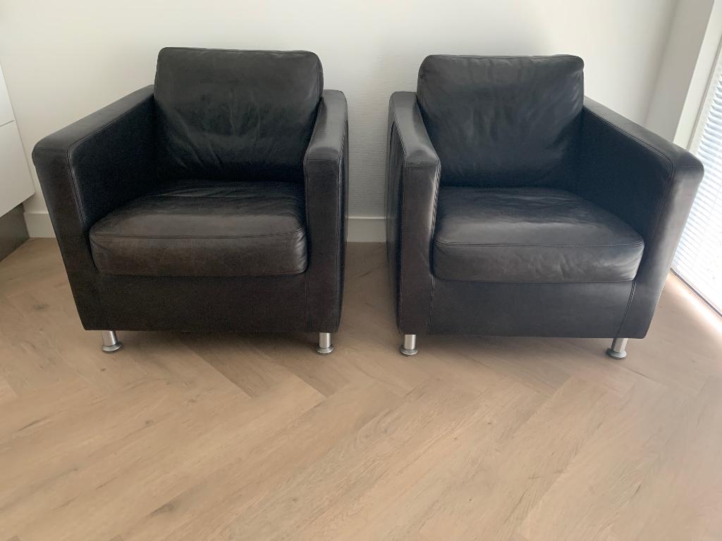 2 Fantastische fauteuils saddle leder (Machalke, Te Lintelo, Huis en Inrichting, Fauteuils, Ophalen, Gebruikt, Strak, eigentijds design