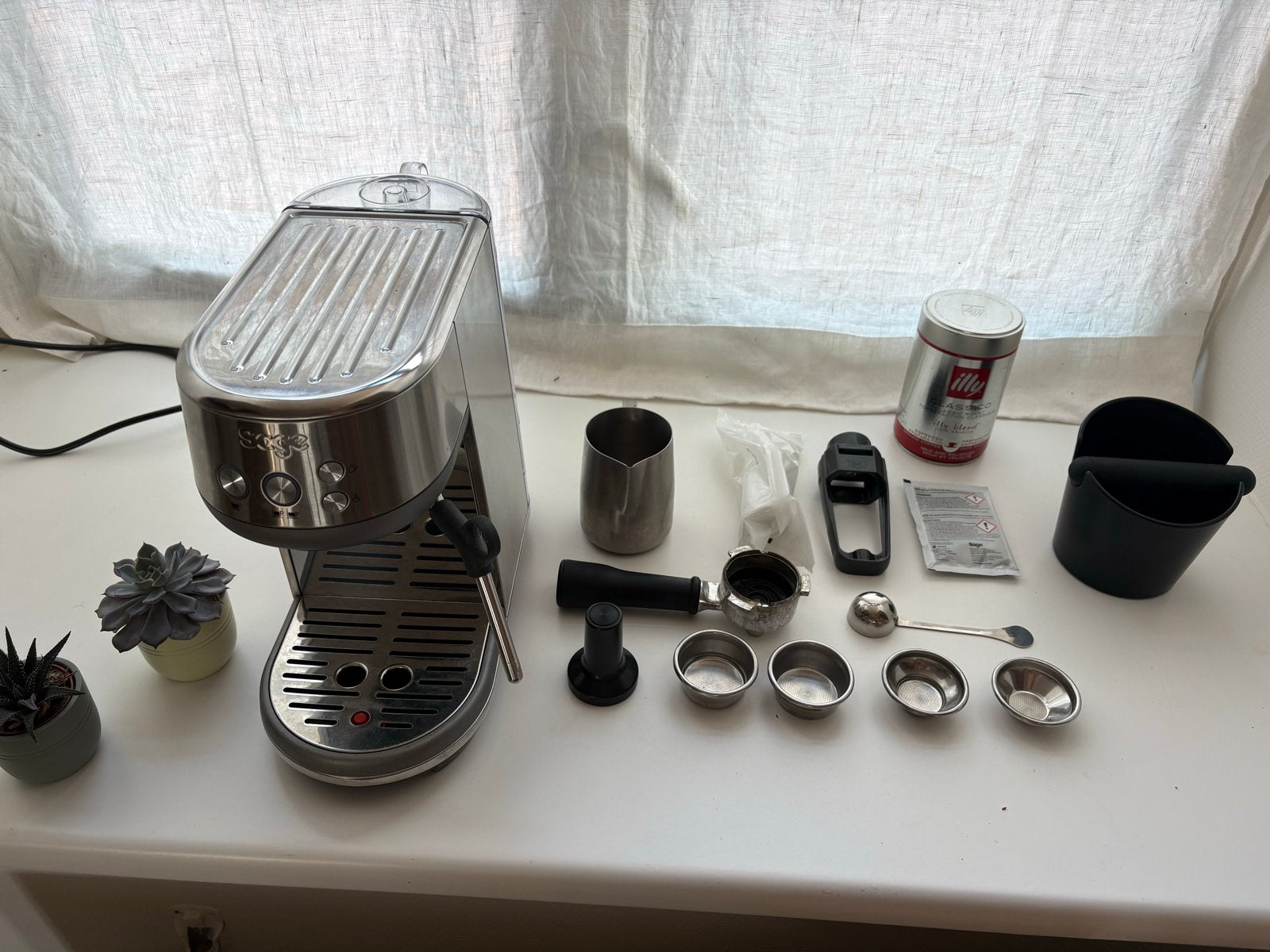 Sage the Bambino Espressomachine met accessoires, Afneembaar waterreservoir, Espresso apparaat, Gemalen koffie, Ophalen of Verzenden