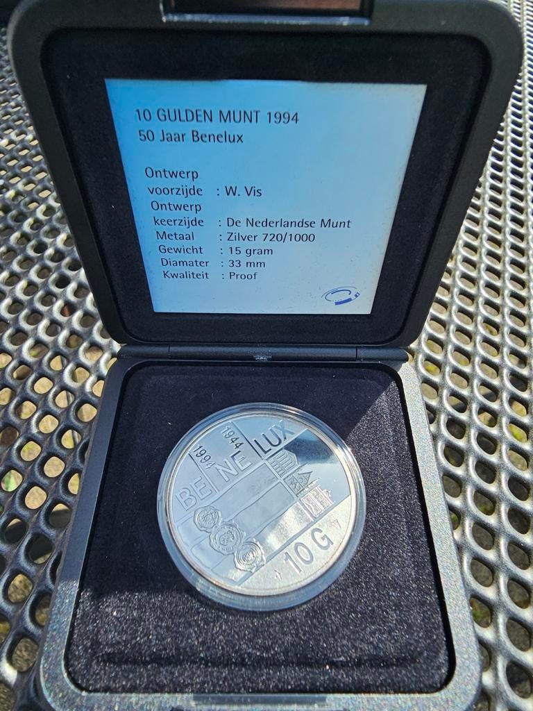 Zilveren 10 gulden munt 1994 50 Jaar Benelux, Ophalen of Verzenden