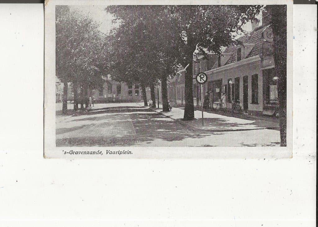 s Gravenzande Vaartplein met verkeersbord 1932, Ophalen of Verzenden, 1920 tot 1940, Gelopen, Zuid-Holland