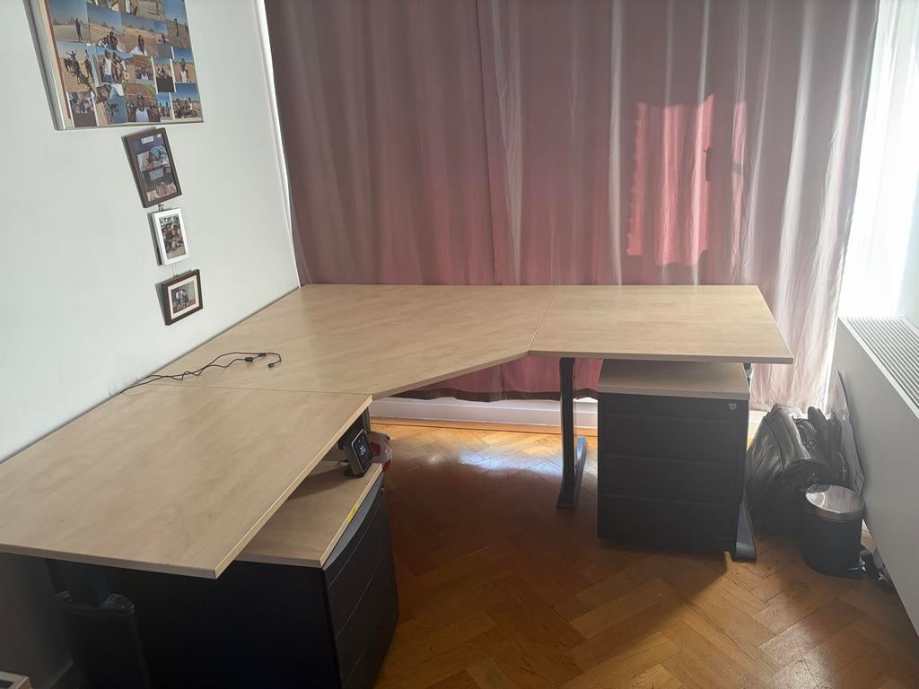 Groot hoekbureau met lades en opbergruimte, Ophalen, Gebruikt, Met lades, Spaanplaat of MDF