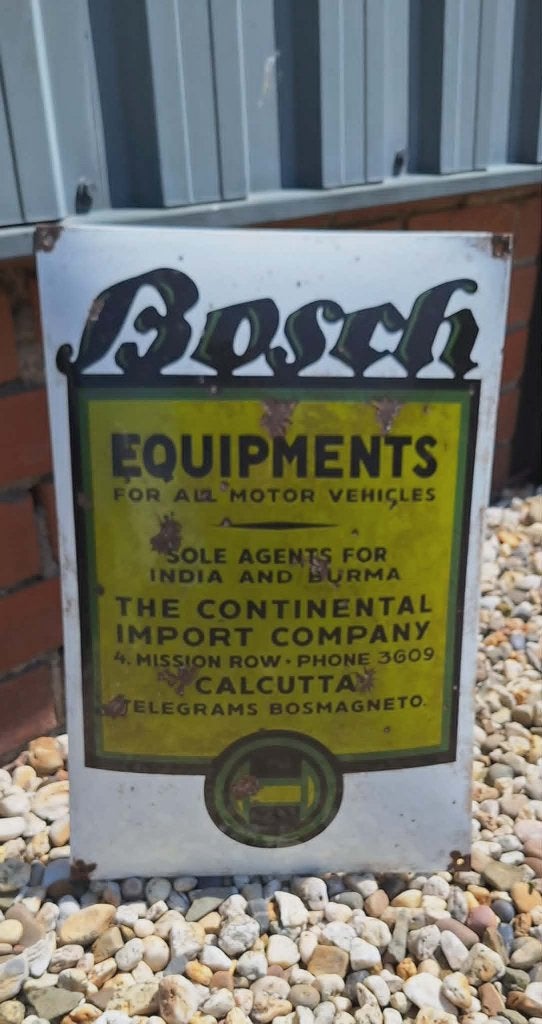 Bosch emaille reclamebord, Calcutta India., Reclamebord, Gebruikt, ., Ophalen of Verzenden