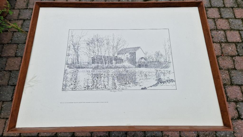 oude tekening ets print venbergse molen, Ophalen of Verzenden