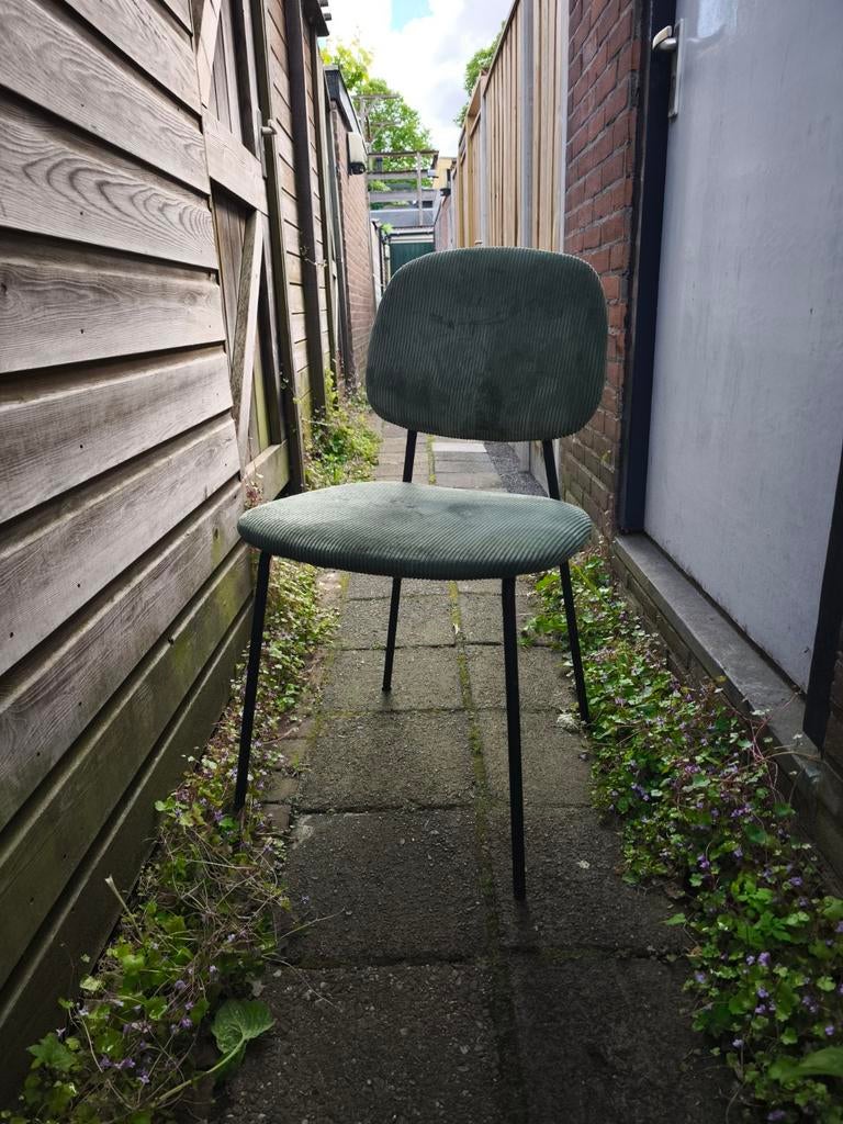 2 eetkamerstoelen ribstof - Groen, Ophalen, Twee, Overige kleuren, Modern, Industrieel