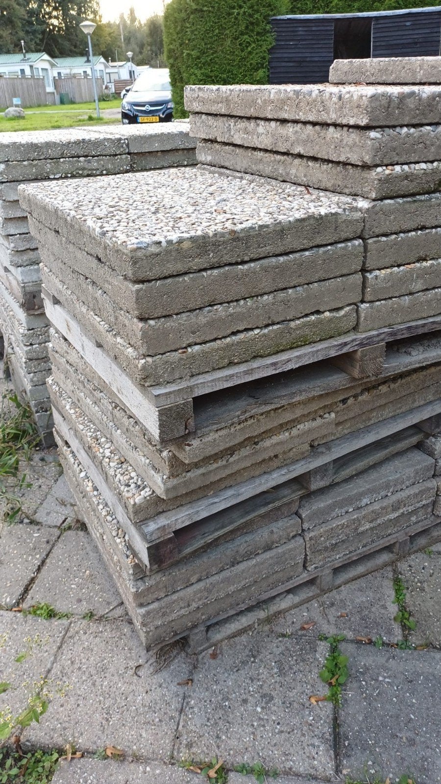 Gebruikte terrastegels met grind, 20 m² of meer, Gebruikt, Ophalen of Verzenden, 10 m² of meer, Beton