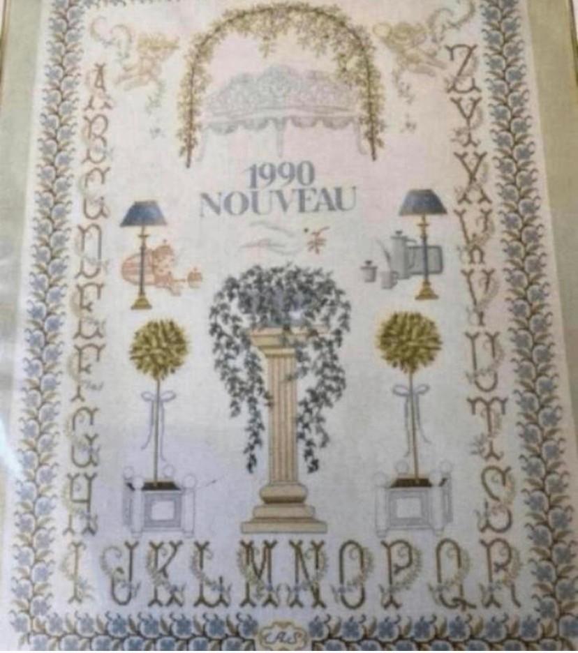 BORDUURPATROON THEA GOUVERNEUR MERKLAP 1990 NOUVEAU, Verzenden, Gebruikt, Handborduren, Borduurpakket