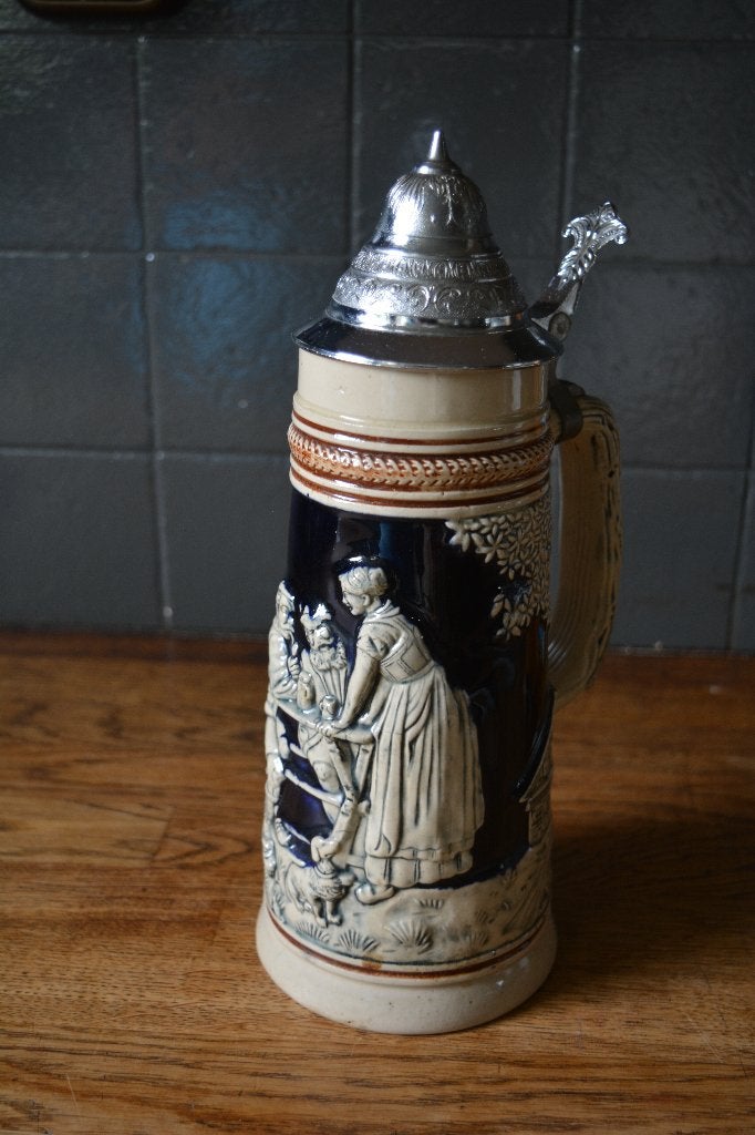 bierpul, King Beer Stein, met metalen deksel, 28cm, Ophalen of Verzenden