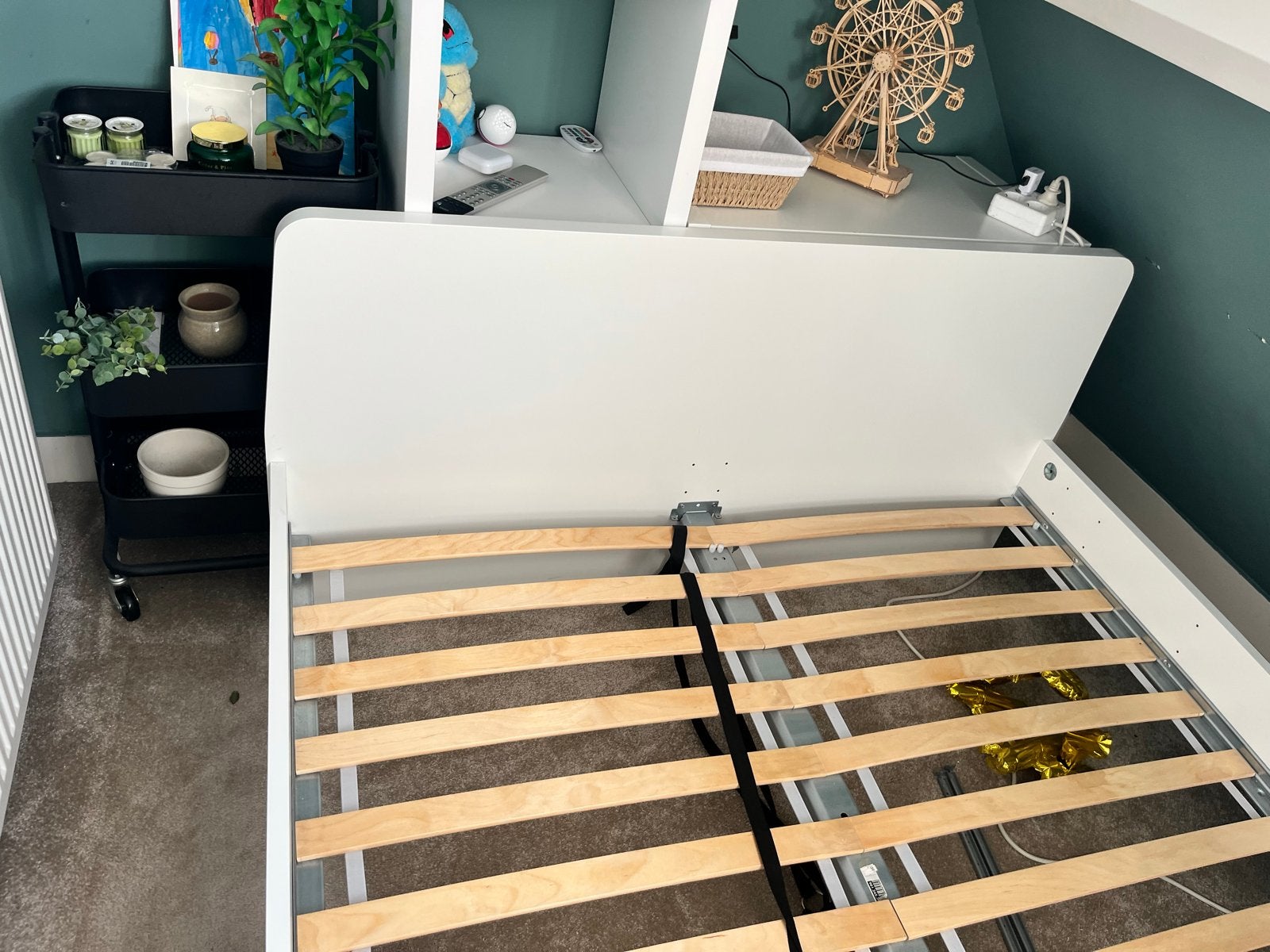IKEA Brimnes bed 140x200 met lattenbodem, Ophalen, Gebruikt, Wit, Tweepersoons